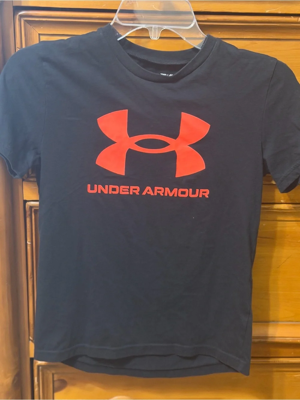 Under Armour Boys Black T-Shirt with Red Logo